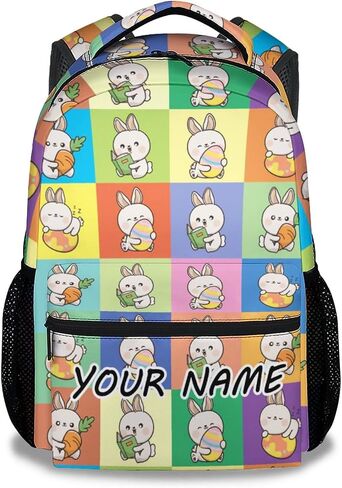 Bunny Backpacks for Girls, 16 Inch Cute Print Backpack for School, Black Lightweight Bookbag for Travel in Saudi Arabia