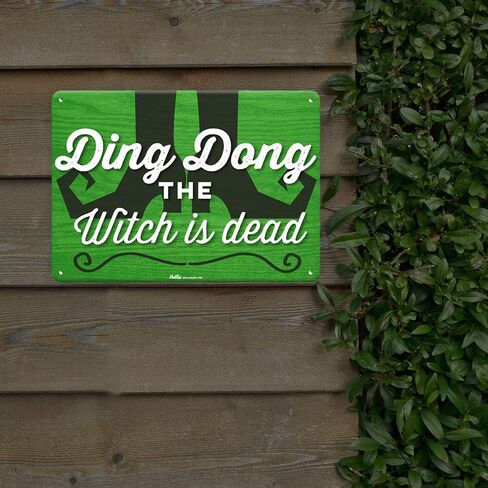 PKHW-0115-NA_10x7 "Ding Dong The Witch is Dead" Aluminum Sign, 10" x 7" in Kuwait