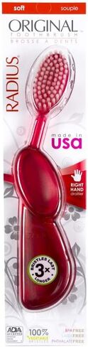 RADIUS Toothbrush Big Brush, Right Hand, BPA Free and ADA Accepted, Designed to Improve Gum Health and Reduce The Risk of Gum Disease, Berry/Natural, 1 Count in Saudi Arabia