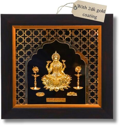 إطار صور ZAARIYA مطلي بالذهب Goddess Laxmi Mata لبوجا ماندير، ديكور حائط وهدية لحفل تدفئة المنزل in Saudi Arabia