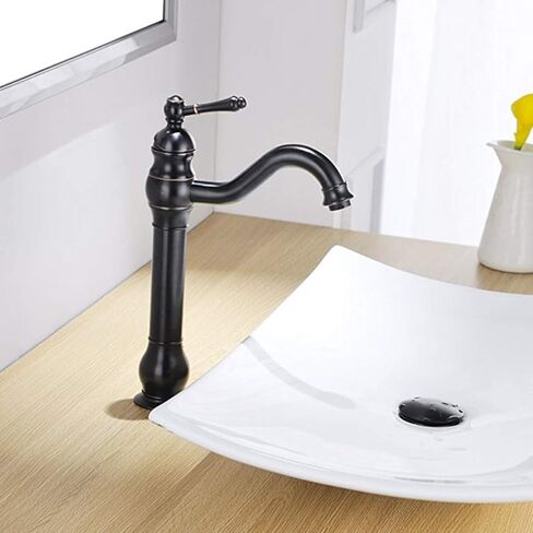 صنبور الحمام بالوعة النيكل المصقول صنبور 360 درجة قطب طويل صنبور معقوفة مقبض واحد 1 حفرة الحنفيات سفينة مع يطفو على السطح سدادة استنزاف لا يوجد تجاوز خطوط العرض خالية من الرصاص in Kuwait