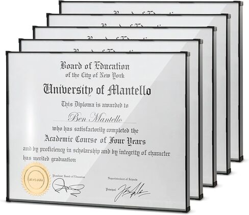 Mantello Modern Minimalist 8.5 x 11 Diploma Frame Document Frames | Sleek Clear Acrylic Frame | Certificate Frame, Wall Mount or Tabletop, 8.5x11 inch Letter Sized Award Display | Clear Frame, 1-Pack in Kuwait