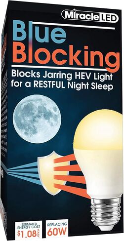 MiracleLED 604592 Miracle LED Blue Blocking Night Time Sleep Bulb Replacing Up To 60W to Replicate Setting Sun and Produce Melatonin Organically, Soothing Amber (Pack of 2) in Saudi Arabia