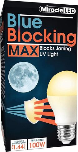 MiracleLED 604592 Miracle LED Blue Blocking Night Time Sleep Bulb Replacing Up To 60W to Replicate Setting Sun and Produce Melatonin Organically, Soothing Amber (Pack of 2) in Saudi Arabia