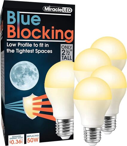 MiracleLED 604592 Miracle LED Blue Blocking Night Time Sleep Bulb Replacing Up To 60W to Replicate Setting Sun and Produce Melatonin Organically, Soothing Amber (Pack of 2) in Saudi Arabia