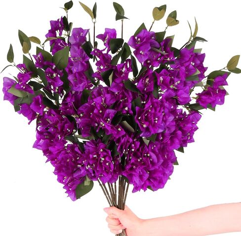 10PCS Bougainvillea Artificial Flowers 29.50" Silk Bougainvillea Vines Fake Bougainvillea Branches Purple Long Stem Faux Bougainvillea for Home Garden DIY Decor Wedding Centerpieces (Purple) in Saudi Arabia