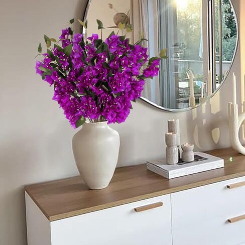 10PCS Bougainvillea Artificial Flowers 29.50" Silk Bougainvillea Vines Fake Bougainvillea Branches Purple Long Stem Faux Bougainvillea for Home Garden DIY Decor Wedding Centerpieces (Purple) in Saudi Arabia