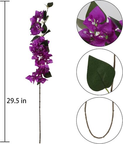 10PCS Bougainvillea Artificial Flowers 29.50" Silk Bougainvillea Vines Fake Bougainvillea Branches Purple Long Stem Faux Bougainvillea for Home Garden DIY Decor Wedding Centerpieces (Purple) in Saudi Arabia