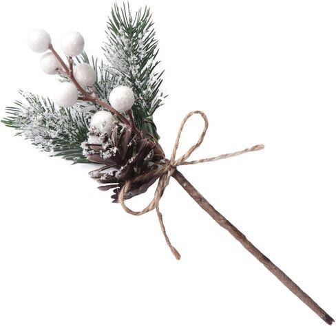 16PCS White Berry Décor Christmas Artificial Berry Pine Picks Branches for Christmas Crafts & Winter Berries Spray Holly Wire Stem Pick Holiday Decorations DIY Ornaments, Party Floral Arrangement (16) in Saudi Arabia