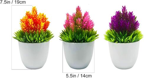 3pack Artificial Plants Potted Small Artificial Bonsai Fake Plants Faux Hops Flower Grass Artificial Green Leaves with White Pots for Home Desk Office Desktop Decoration Indoor Outdoor Decor in Saudi Arabia