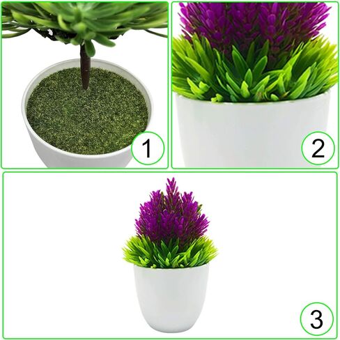3pack Artificial Plants Potted Small Artificial Bonsai Fake Plants Faux Hops Flower Grass Artificial Green Leaves with White Pots for Home Desk Office Desktop Decoration Indoor Outdoor Decor in Saudi Arabia
