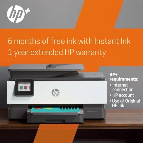 HP OfficeJet Pro 8028e All in One Wireless Printer Scanner Copier Fax Inkjet Print 2.7 Inch Touchscreen 6 Months of Free Ink 2 Years HP Warranty 20 ppm Black 10 ppm Color for Home Office Use (Renewed) in Saudi Arabia