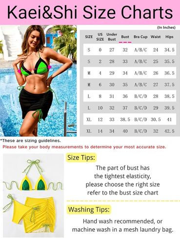 Kaei&Shi 3 Piece Swimsuits for Women,Triangle String Bikini Sets,Matching Bathing Suits with Cover Up Skirt in Kuwait