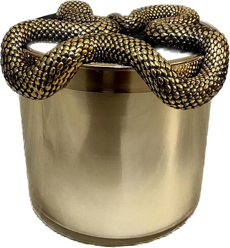 Bath + Body Works Wicked Vanilla Woods Halloween Candle w/Creepy Snake Lid - Amberwood + Vanilla + Pink Pepper - 3 Wick Scented Candle - Decorative Black Gold Ombre Jar, Slithering Snake Decor Lid in Saudi Arabia