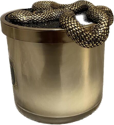 Bath + Body Works Wicked Vanilla Woods Halloween Candle w/Creepy Snake Lid - Amberwood + Vanilla + Pink Pepper - 3 Wick Scented Candle - Decorative Black Gold Ombre Jar, Slithering Snake Decor Lid in Saudi Arabia