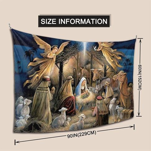 fosgzif Christmas Nativity Angel Polyester Throw Tapestry, Fashion Wall Art Room Decor 60x90 Inches, Trendy and Durable Tapestry, For Dormitory Wall Decor Carpet Bed Sheets Picnic Cloth in Saudi Arabia