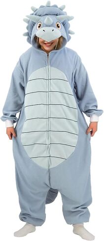 Unisex Adult Dinosaur Triceratops Onesie Pajamas Animal Christmas Costume Homewear Sleepwear for Women men, X-Large in Saudi Arabia