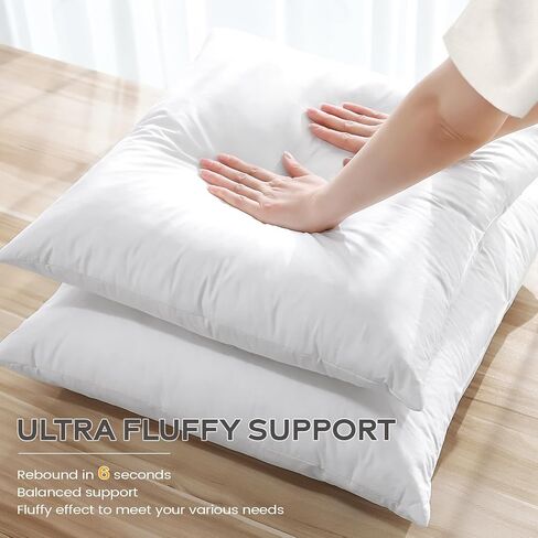 SAVORI Set of 2 Down and Feather Throw Pillow Inserts 28x28 Soft Fluffy Pillow Inserts with 100% Down-Proof Cotton Cover, Decorative Square Cushion Inner for Sofa Couch Bed-White in Saudi Arabia