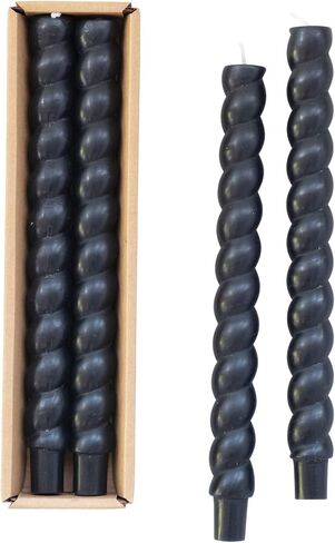Creative Co-Op S/2 Unscented Twisted Taper Candle, Black in Saudi Arabia