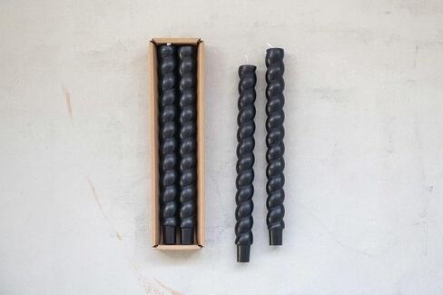 Creative Co-Op S/2 Unscented Twisted Taper Candle, Black in Saudi Arabia
