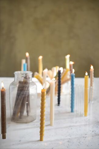 Creative Co-Op S/2 Unscented Twisted Taper Candle, Black in Saudi Arabia