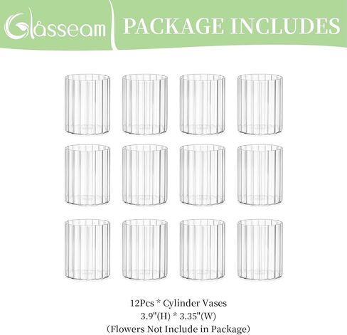 Glasseam Glass Cylinder Vases for Centerpieces: Clear Ribbed Hurricane Vase Set of 6 Modern Floating Candle Vases for Flowers Centerpiece Vases for Table Wedding Vases for Living Room Decorations in Kuwait