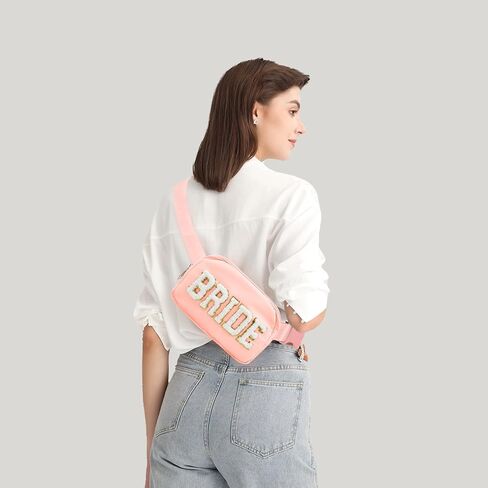 Lamyba Bachelorette Gifts for Bride Fanny Pack, Bride to be Gifts for Bridal Shower Party Wedding day, Mrs Bag for Bride with Adjustable Strap, Waterproof Crossbody Waist Bag, Beige in Saudi Arabia