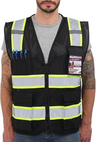 Dib Safety Reflective Mesh Vest High Visibility Two Tone with Pockets and Zipper, Blue Mesh with Yellow Trim XL in Saudi Arabia