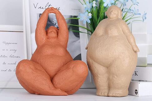 Fat Lady Figurines Yoga Decor,Woman Sculpture Yoga Figurine Creative Woman Ornament Vintage Home Decoration Room Table Craft Gifts (D) in Saudi Arabia