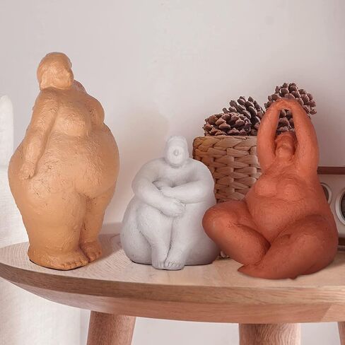 Fat Lady Figurines Yoga Decor,Woman Sculpture Yoga Figurine Creative Woman Ornament Vintage Home Decoration Room Table Craft Gifts (D) in Saudi Arabia
