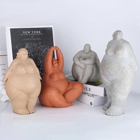 Fat Lady Figurines Yoga Decor,Woman Sculpture Yoga Figurine Creative Woman Ornament Vintage Home Decoration Room Table Craft Gifts (D) in Saudi Arabia