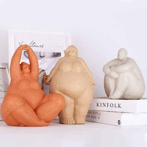 Fat Lady Figurines Yoga Decor,Woman Sculpture Yoga Figurine Creative Woman Ornament Vintage Home Decoration Room Table Craft Gifts (D) in Saudi Arabia