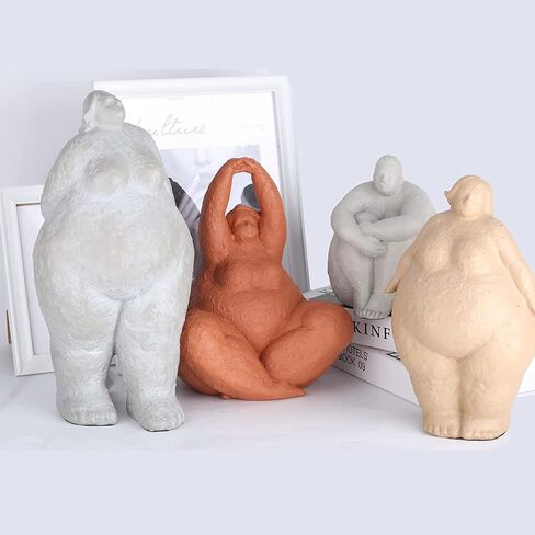 Fat Lady Figurines Yoga Decor,Woman Sculpture Yoga Figurine Creative Woman Ornament Vintage Home Decoration Room Table Craft Gifts (D) in Saudi Arabia