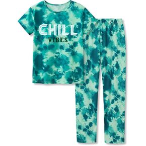 Tebbis 2-Piece Cozy Pajamas For Little/Big Boys Gamer Yellow Short Sleeves & Pants Soft PJs Set Kid Size 6-18