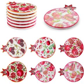 Ceramic Drink Coasters Toshine Unique Retro Table Coasters Set Decorative Pomegranate Coasters for Coffee Beverage