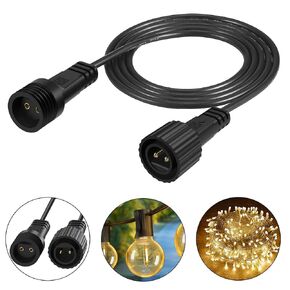 2-Pack Extension Cable for Christmas String Lights IP68 Waterproof Extension Lead 24AWG Extension Cord for Outdoor Solar String Lights G40 Globe, for Indoor Christmas Lights, 2 Pin, 6.6Ft(2M)