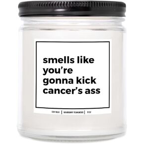 YouNique Designs Strength Gifts for Cancer Patients 8oz Candle - Thoughtful Gifts for Cancer Patients - Cancer Gifts for Women, Cancer Gifts for Men, Gift for a Cancer Patient (Mahogany Teakwood)
