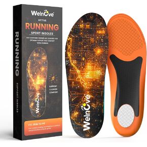 Running Sport Insoles for Men Women - Shock Absorption Athletic Insoles to Reduce Muscle Fatigue,Enhance Performance,Prevent Injuries - Comfort Insoles for Sneakers Running Shoes - Low Arch Support-L