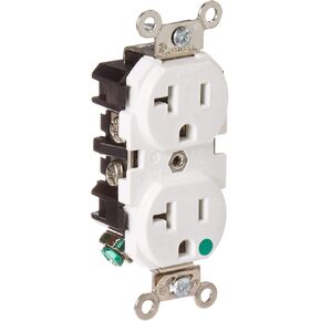 Leviton 8300-W 20-Amp, 125-Volt, Extra Heavy Duty Hospital Grade, Duplex Receptacle, Straight Blade, Self Grounding, White