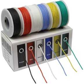 Hook up Wire Kit (Stranded Wire Kit) 18 Gauge Flexible Silicone Rubber Electric Wire 6 Colors 16.4 feet Each 18 AWG