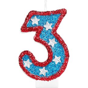 Frozen Snow Themed Birthday Candles,Blue and White Glitter Birthday Number 5 Candles,Snowflake Glitter 5th Candles for Kids Adults Birthday Wedding Anniversary Party Supplies