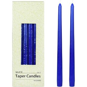 12-Piece Taper Candles, 12-Inch, Blue