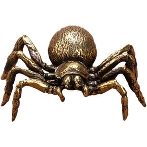 TOYANDONA Home Decor Home Decor Brass Spider Figurine, Feng Shui Statue Animal Sculpture Wealth Good Luck Animal Ornament Retro Copper Decor Home Office Desktop Decoration Ornament