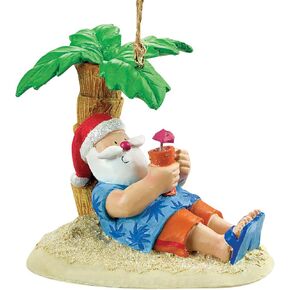 Cape Shore Santa Relaxing Under a Palm Tree Beach Break Holiday Ornament
