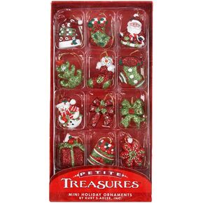 Kurt S. Adler 1.25-Inch Petite Treasures Miniature, 12 Piece Set Ornaments, Multi, Christmas
