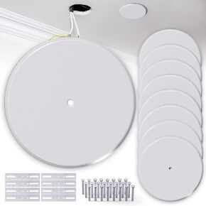 WunoShop 2 Pcs Ceiling Cover Plate, Metal Blank Cleanout Cover Plate with Center Hole,5 inch Round Outlet Covers Plate For Electrical Box, Smoke Detector Cover Plate for Wall Light Hole -White