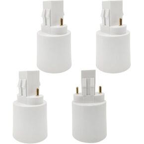 E-Simpo 4pcs Gx23 to E26/E27 Lamp Base Holder Socket Adapter, Refinded Gx23 to E26/e27 Bulb Base Converter CFL PL-S PL-C Bulb Holder Conversion Double Tab.2P in Parallel (4-Pack)