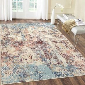 Large Rug 8x10 Machine Washable Area Rug Modern Rug Non Slip Soft Rug Living Room Rug Accent Throw Rugs for Dining Room, Cream/Blue