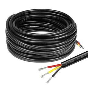 18 Gauge 3 Conductor Electrical Wire, 32.8FT Black Stranded Low Voltage 18/3 Cable PVC Case, 18 AWG Tinned Copper 3 Wire Cable, Flexible Extension Power Cord for LED Lamp Lighting Automotive