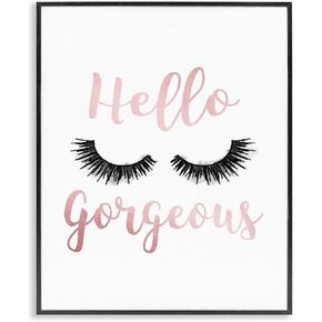 Stupell Industries Hello Gorgeous Black Eyelashes Typography Wall Plaque, 10x15, Design by Artist Amanda Greenwood